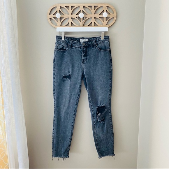 Free People Ankle Crop Denim Jeans Black Sz 29 - Picture 1 of 8